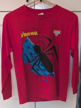 Spider-Man Kids' Long Sleeve Tee in Red with Blue Graphic